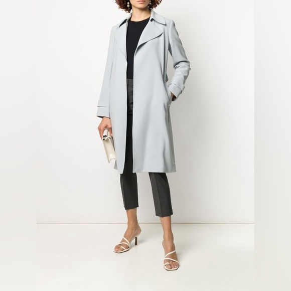 Theory Oaklane Trench Coat in Admiral Crepe in Misty Blue - Size M - Picture 3 of 10